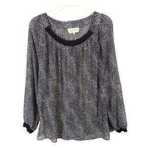 Jones New York Sport Women size XL Gorgeous Waisted Black Sheer Top Boho Dainty
